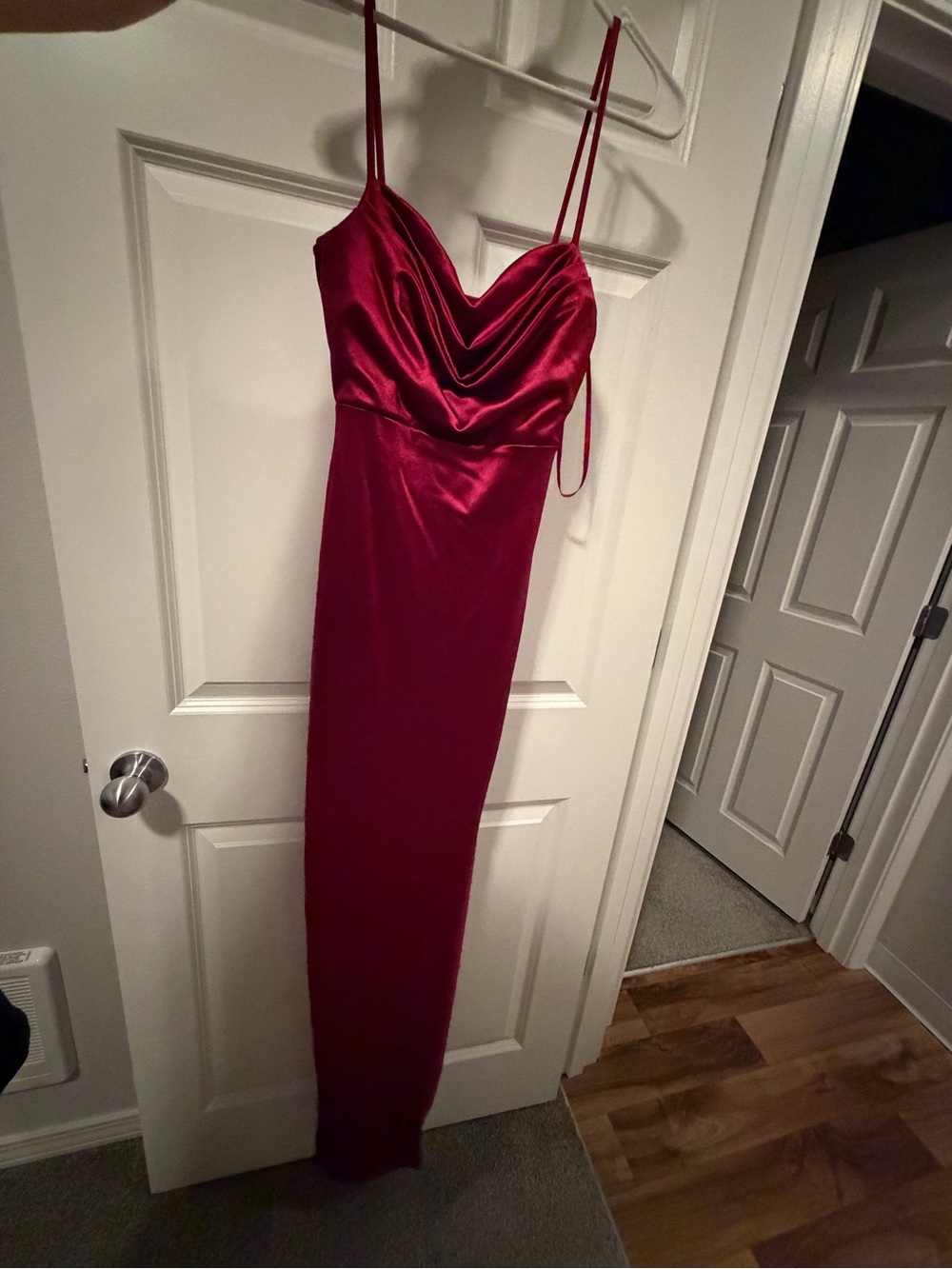 Windsor Satin Cowl Neck Maxi Dress in Deep Berry